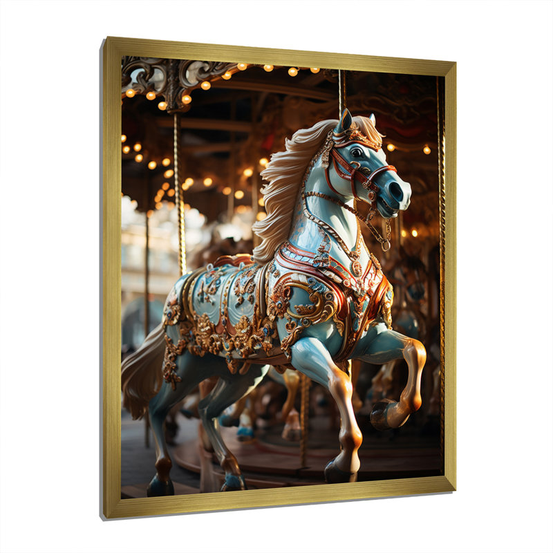 Xaylee Carousel Carousel Bliss, reproduction d'art sur toile, H 32 po x l 24 po x P 1 po, Encadrement doré