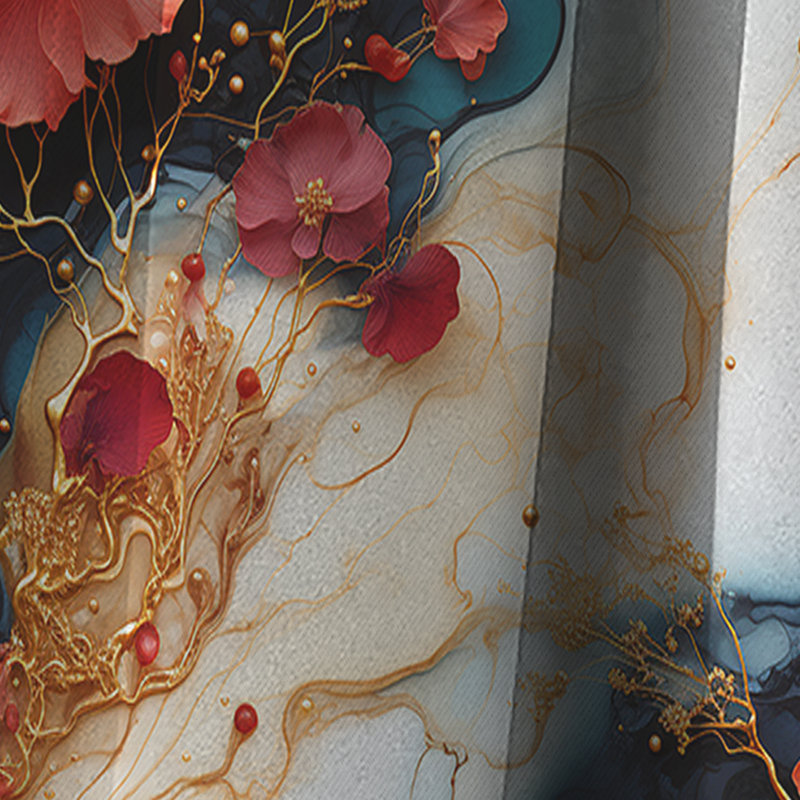 Enchanted - Motif de marbre blanc et bleu - Rideau occultant en marbre abstrait - 1 panneaux, L 52 po x L 90 po