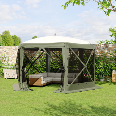 13FT Pop-Up Gazebo 6-Sided, Outdoor Canopy Tent with Mosquito Netting & Removable Wind Cloths