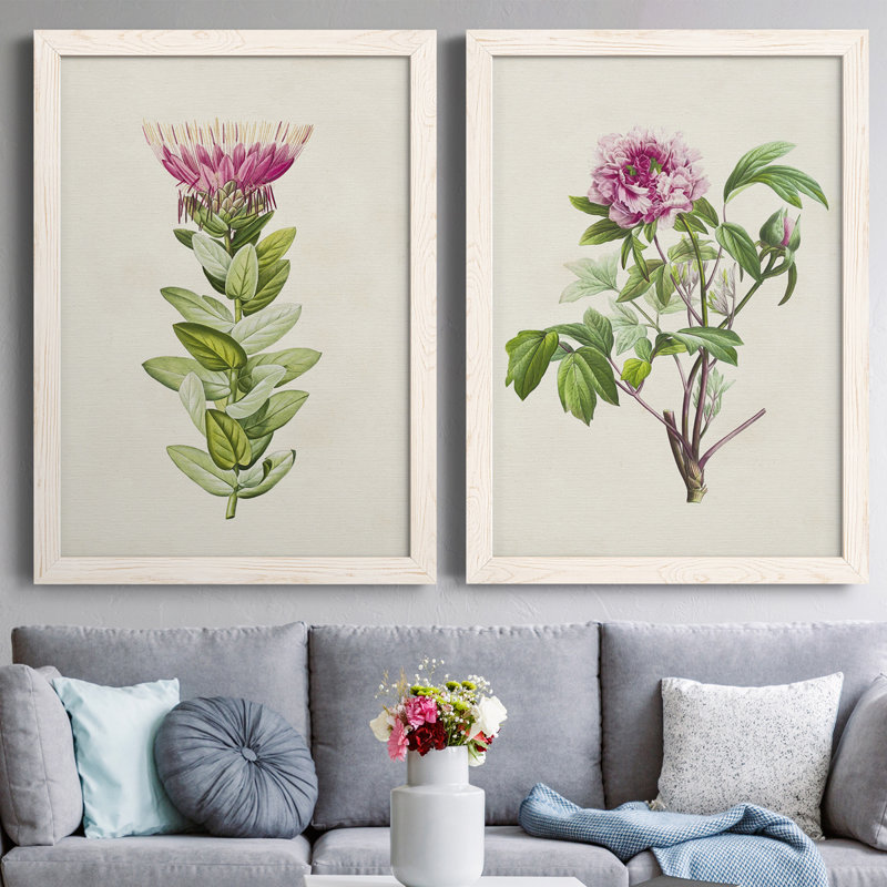 Jolie toile botanique de qualité supérieure rose prête à accrocher, H 24 po x l 36 po x P 1,5 po, Blanc