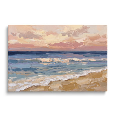Tableau multicolore sur toile représentant un coucher de soleil sur l'océan, une œuvre d'art murale picturale pour le salon, la salle à manger et la chambre.