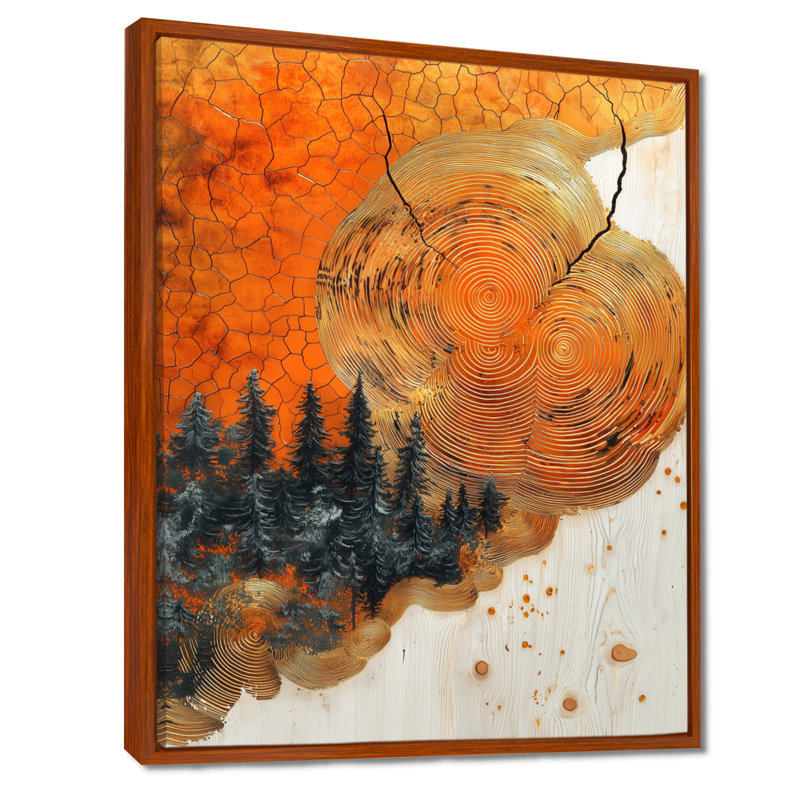 «Kemry Sunrise Tree In African Field Landscape IV», art mural forêt, H 40 po x l 30 po, Brun