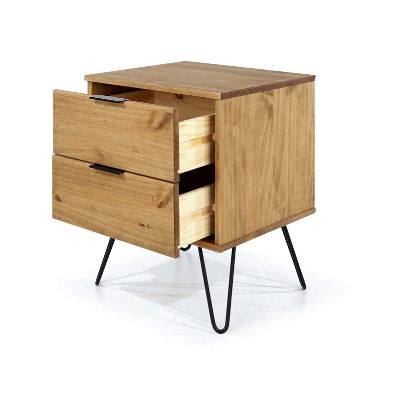 Estaugh 2 Drawer Bedside Table, Industrial Design