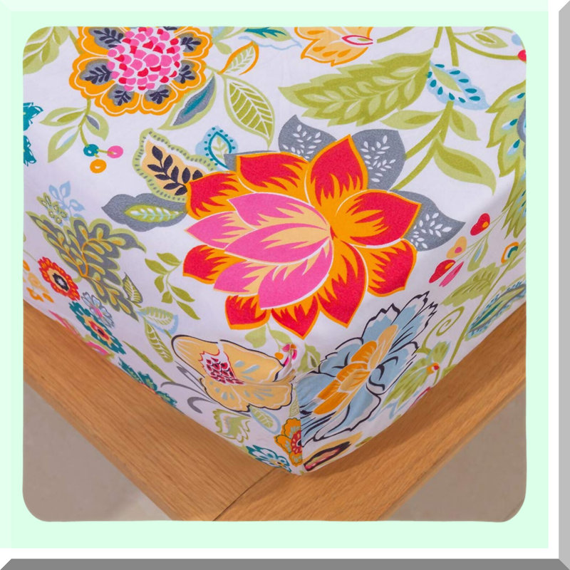 Breathable Silky Floral Full Size Sheet Set - Ultra Soft Microfiber Bedding with Deep Pocket, 4 Piece Spring Flower Sheets