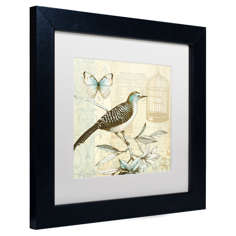 Lisa Audit Freedom I Beige Bird Canvas Art with Black Frame