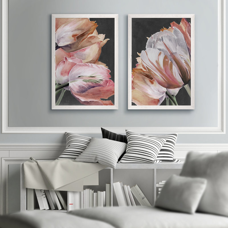 « pastel perroquet tulipes iii » par vincent van gogh, ensemble de 2 reproductions d’art sur cadre photo, Pas de tapis