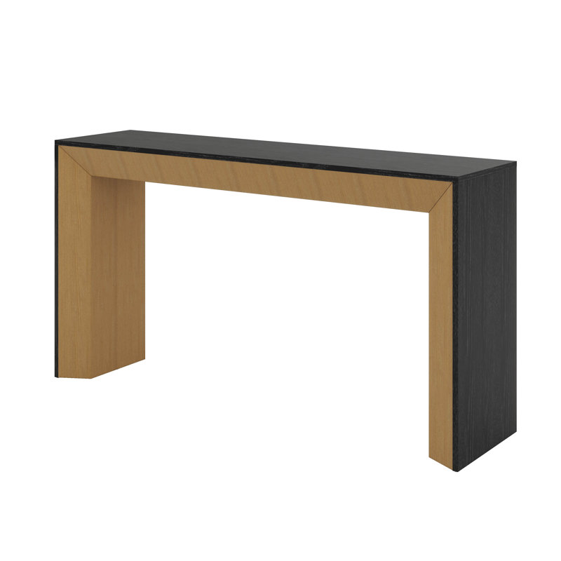 Grand console, canapé moderne en bois massif, Noir / brun