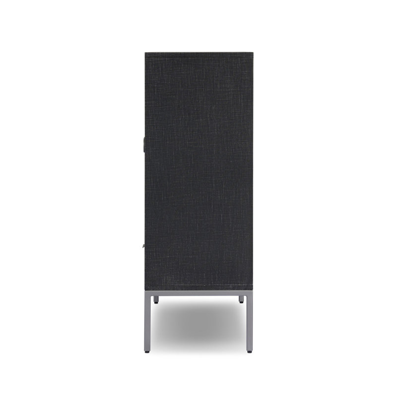 Cressida Bar Cabinet, Black Linen