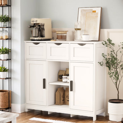 35.4"W*31.1"H Multifunctional Storage Cabinet With Drawers & Adjustable Shelves, White