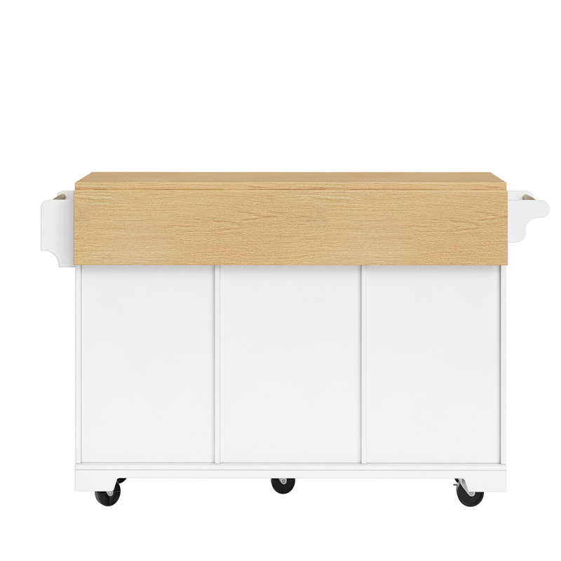 Wood Kitchen Island, White