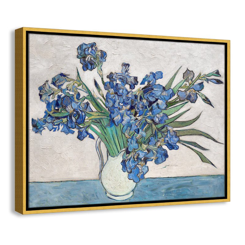 Imprimé iris bleu par Vincent Van Gogh, H 25,5 po x l 19,5 po, Cadre flottant doré, Pas de tapis