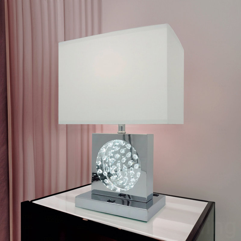 Table Lamp  - 1-Piece Luxury Style Crystal Accent Material Accent  Nickel With LED Light Function Light Function With Touch Control Function Control Function With Rectangular Shade