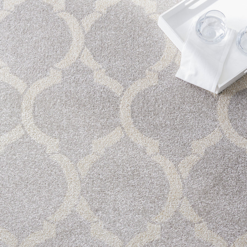 Tapis géométrique gris clair / ivoire Ammundsen, Rectangle 2 pi 6 po x 4 pi