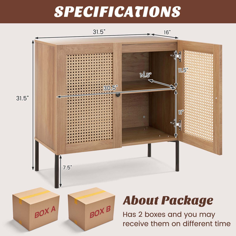 Oullins 31.5'' Sideboard, Brown/White
