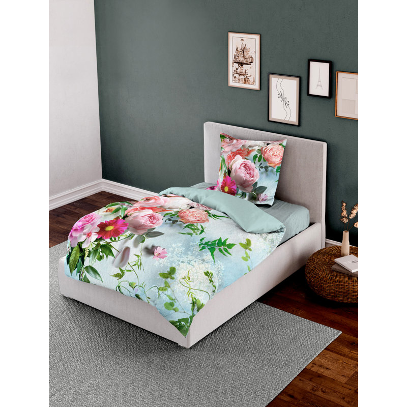 Pink Hypoallergenic Satin Reversible 2 Piece Duvet Cover Set, 155 x 220cm Duvet Cover + 1 Standard Pillowcase