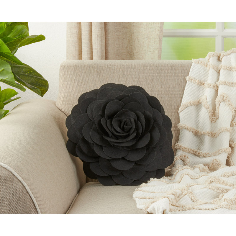 Felt Collection Appliqued Throw Pillow, Black, 13" H x 13" W