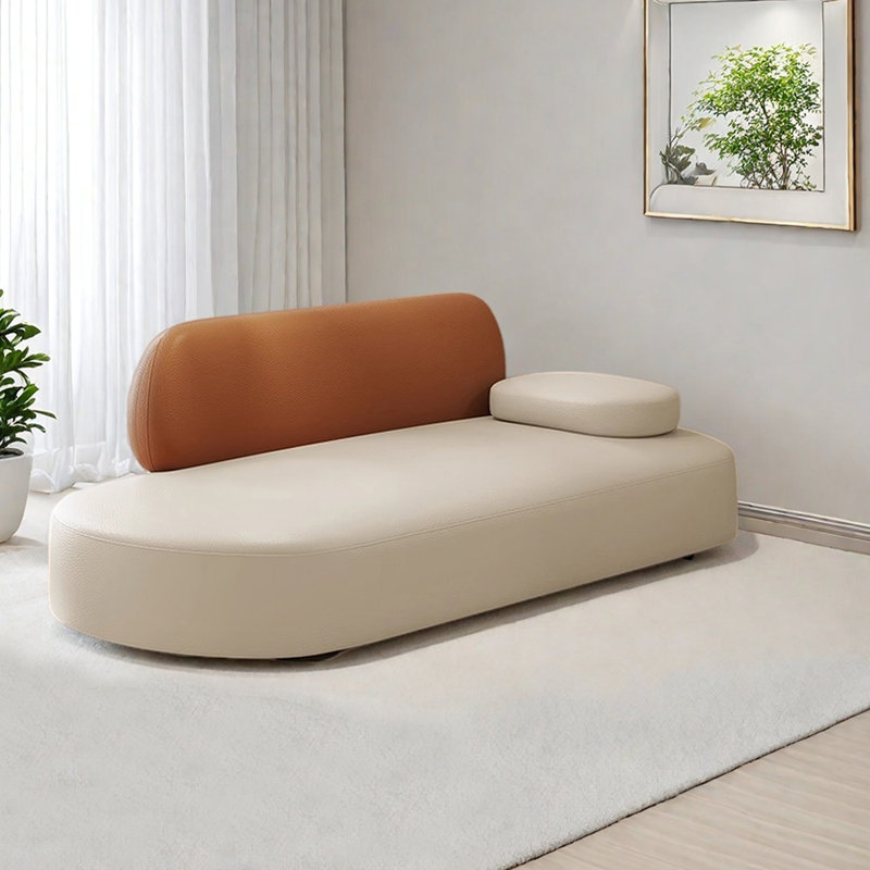 Méridienne légère et luxueuse, Orienté à droite, Orange/beige