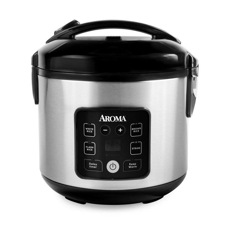 Cuiseur à riz numérique Aroma Corecoat et cuiseur à vapeur avec revêtement en céramique antiadhésif (4 tasses non cuites / 8 tasses cuites)