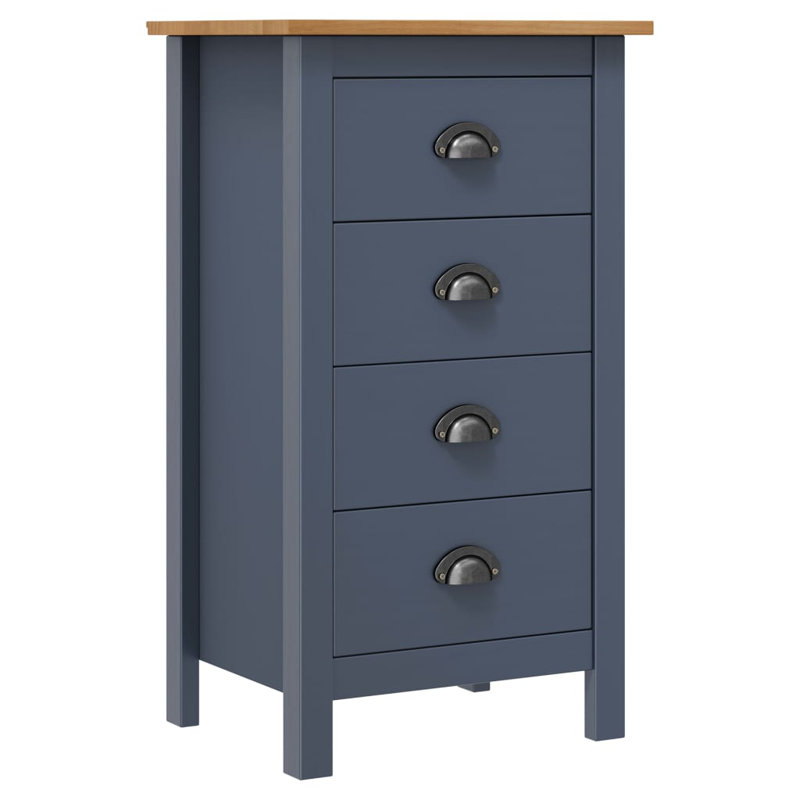 Hill Sideboard - 18.1" Solid Pine Wood Storage Cabinet, 31.5" Tall, Gray/Brown