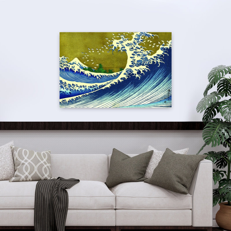 «A Coloured Version of the Big Wave Classic Abstract Coastal Landscape», reproduction d'art mural, H 32 po x l 48 po