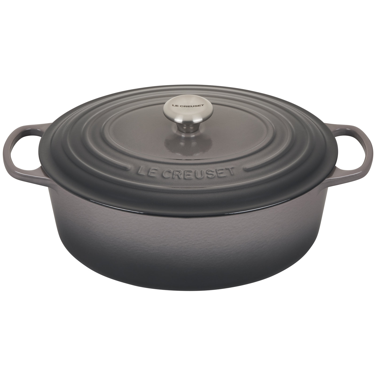 Le Creuset Enameled Cast Iron Oval Dutch Oven with Lid, 8 quarts, Oyster/Silver