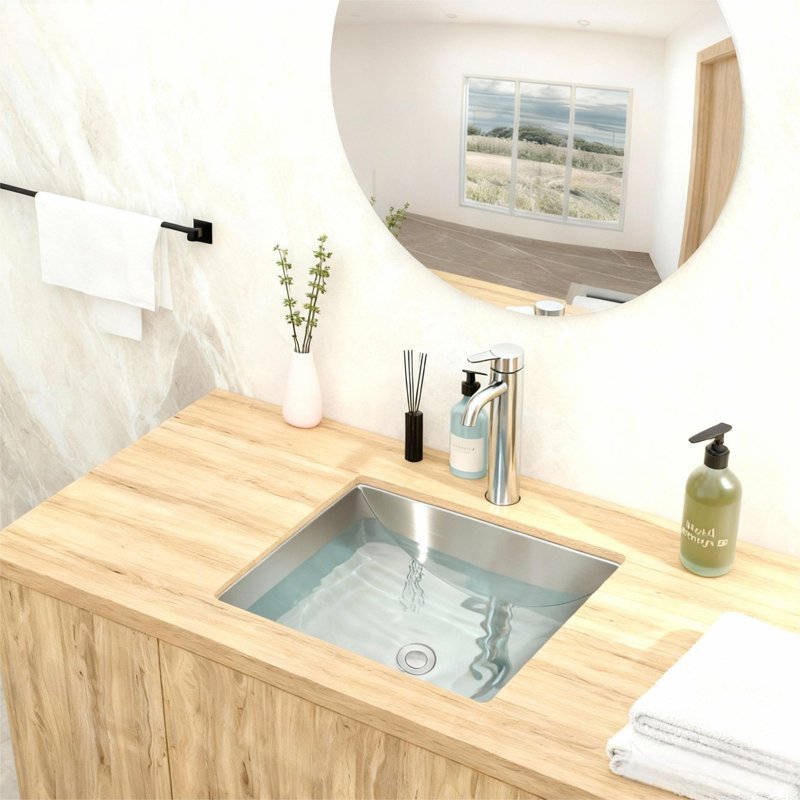 18"x13" Brushed Nickel Stainless Steel undermount Bathroom Sink with Pop Up Drain
