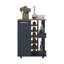 Chariot-bar H 32,3 po, 1 porte, 10 tablettes, bleu Alby / chêne naturel - salon