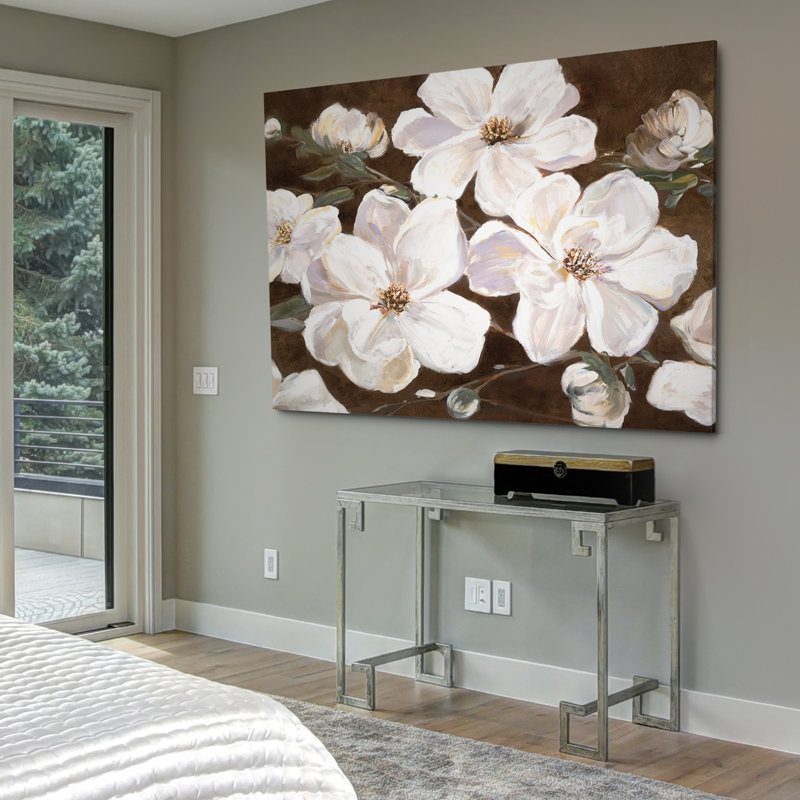 « white chocolat fleuris i », reproduction de peinture à l’huile sur toile tendue, H 24 po x l 36 po x P 1,5 po