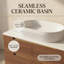 Meuble-lavabo double 36 po avec lavabo en céramique et tiroirs à fermeture en douceur - noyer / blanc