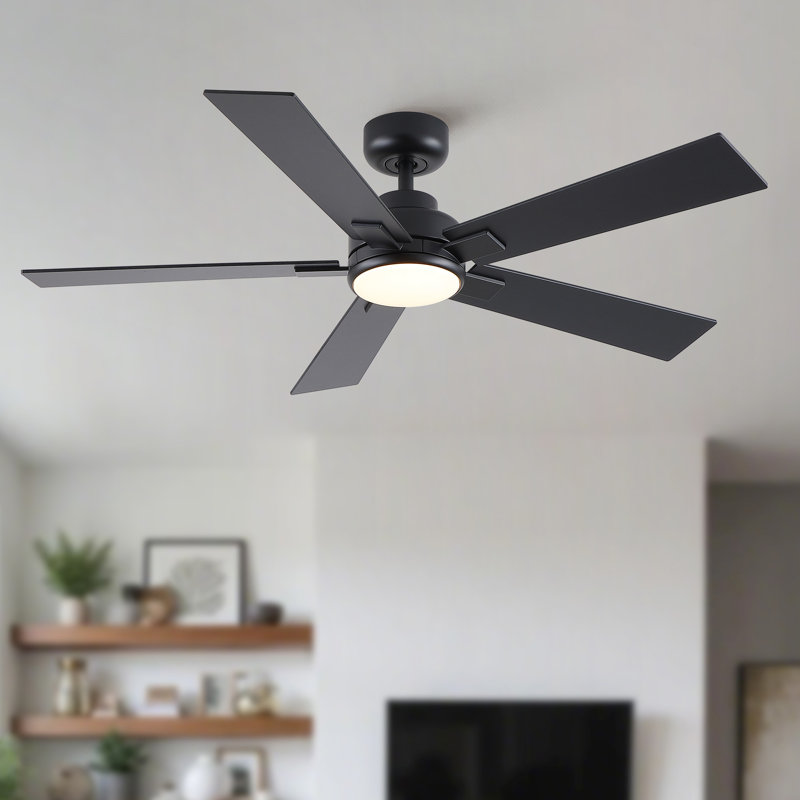 Ventilateur de plafond à DEL 52 po, Noir mat