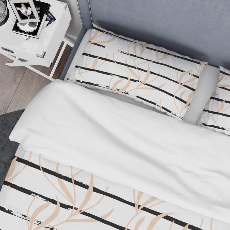 Ensemble de housse de couette en microfibre noir / crème 3 pièces