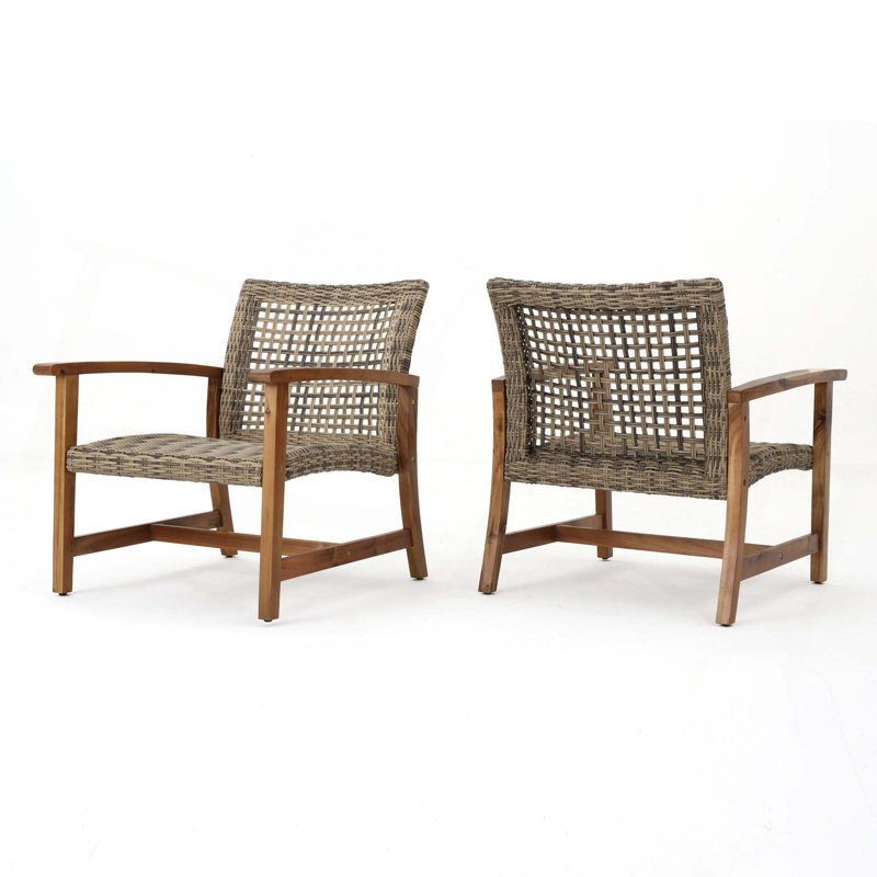 Fauteuil club Hampton Wood + Wicker (ensemble de 2)