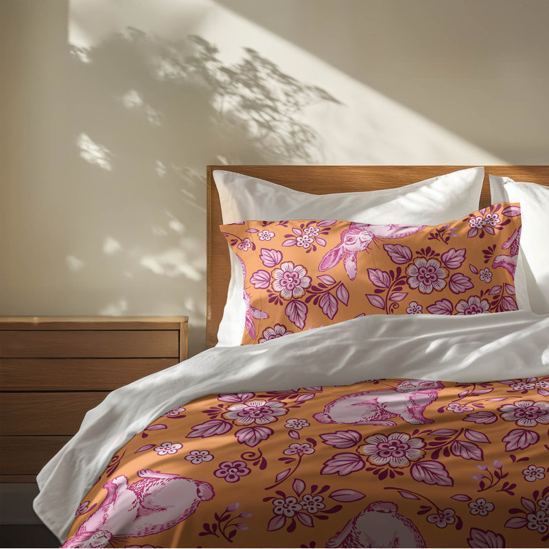 Ensemble d'édredon léger Bunny Toile, Édredon très grand + 2 taies décoratives très, Orange