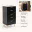 Ailean Ribbed 5 Drawer Tallboy Chest of Drawers – White or Black Gloss Fluted Fronts with Gold Legs & Handles (50cm Wide)-654917053