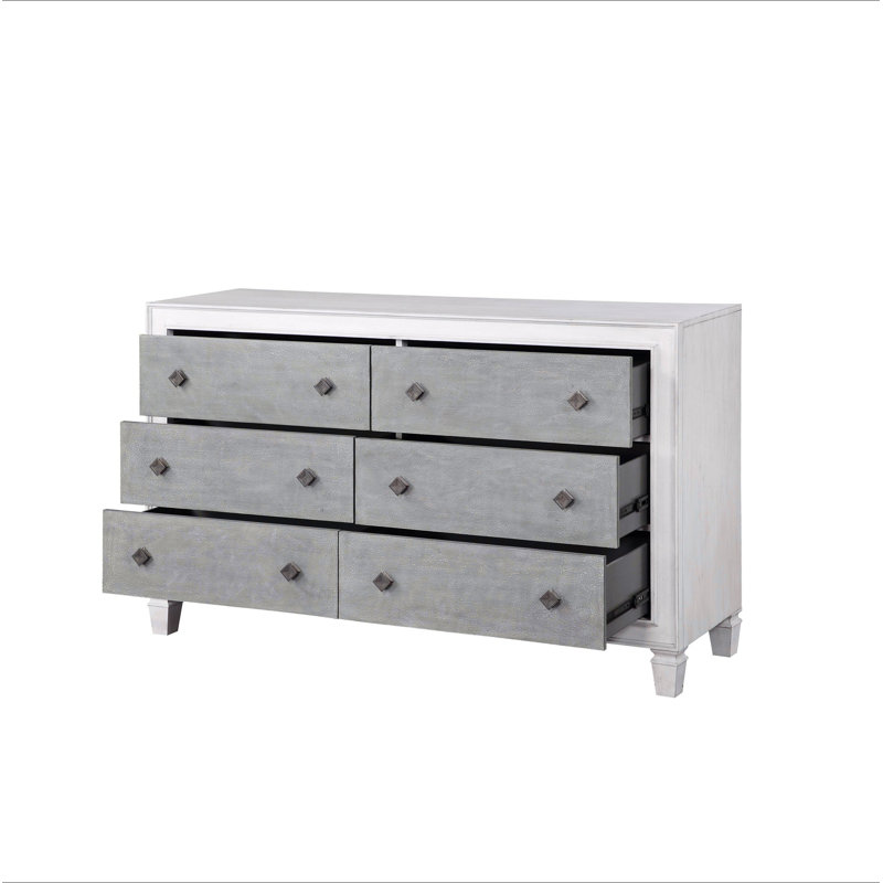 Commode Katia gris rustique et blanc vieilli