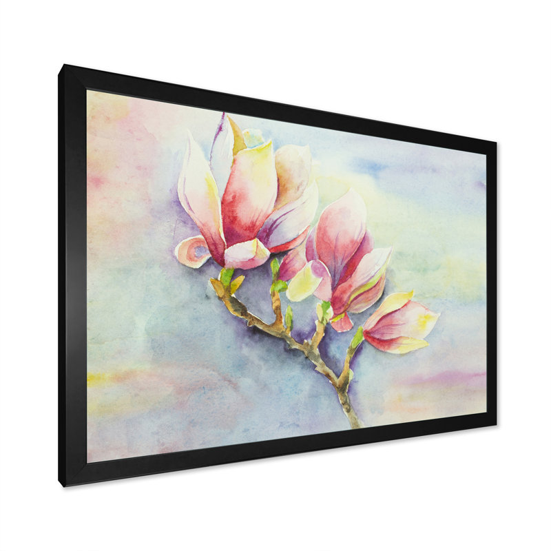 «Vintage Spring Pastel Flowers II», reproduction sur toile flottante, Cadre noir, H 8 po x l 12 po x P 1 po