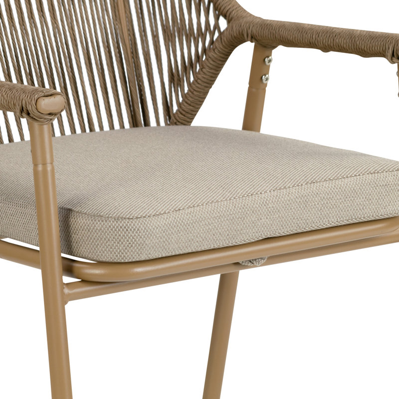 Ensemble de 2 chaises d'extérieur avec accoudoirs Bisera, Beige, Brun