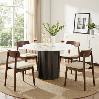 Table de salle à manger ronde 48 "avec base piédestal Mariabella