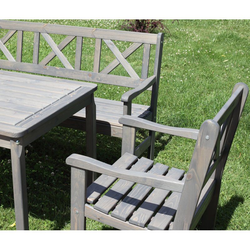 Ardilla 5 - Person Wood Patio Dining Set with Rectangular Table, Grey