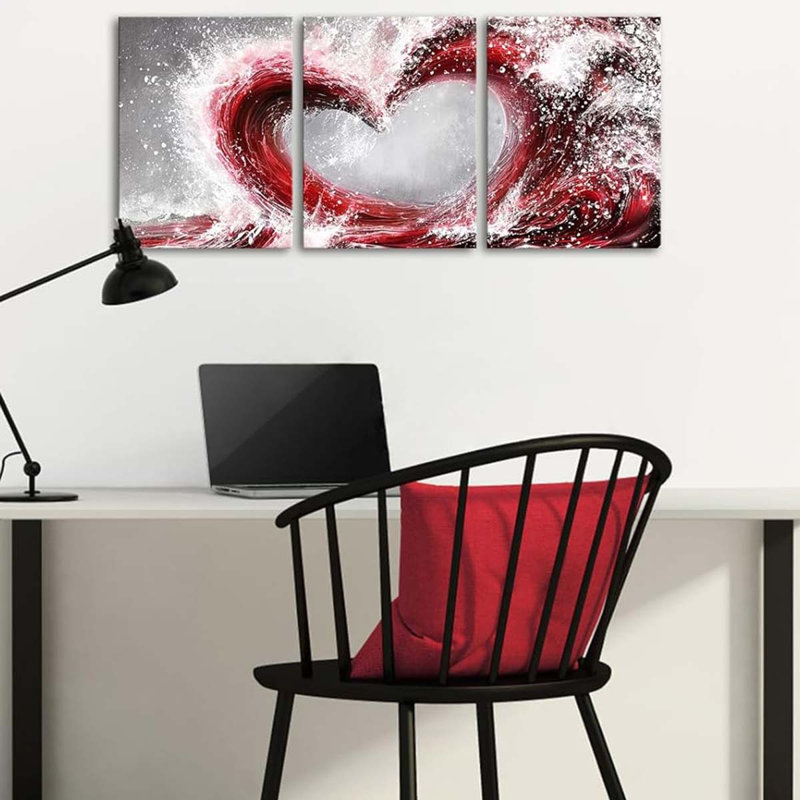 3 Piece Wrapped Canvas Print, Red