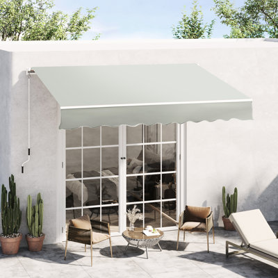 Grey Manual Patio Awning 8' X 7' Retractable, Sun Shade Deck Window Cover - Build, Adjustable, Heat-Reduction Retractable Awning, Exterior For & Window. Adjustable To Mitigate Heat Escape. Built With