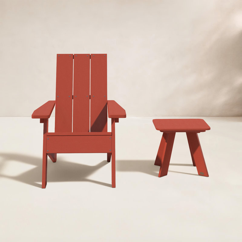 Chaise Adirondack en plastique avec table Byrnes, Rouge