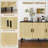 Sideboard Buffet Cabinet, Boho 3 Rattan Doors Adjustable Shelves, Black &amp; Natural | MDF Construction | Elevated Legs