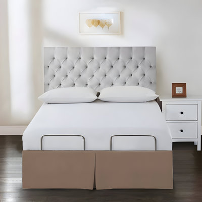 400TC Cotton Sateen Detachable Wrap Around Tailowhite Bed Skirt 15" Drop Length
