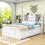 Lit plateforme en bois avec tablettes de rangement et 8 tiroirs Bundrage-1394538230-1394538224