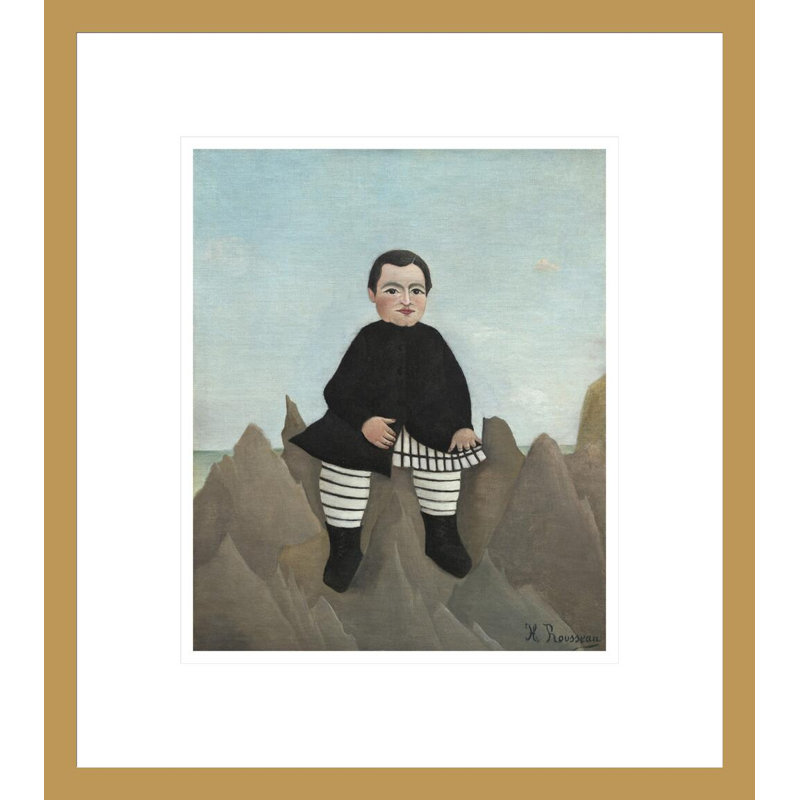 «Boy on the Rocks» par Henri Rousseau, impression giclée sur cadre, H 15,47 po x l 13,75 po