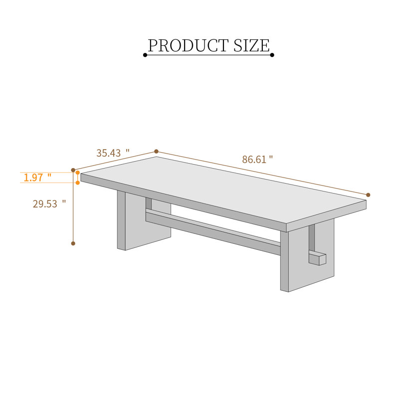 Table de conférence Modern, H 29,53 po x L 86,61 po x l 35,43 po