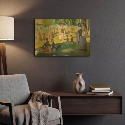 «A Sunday on La Grande Jatte» par Georges Seurat, art mural en métal doré, 16 po x 12 po