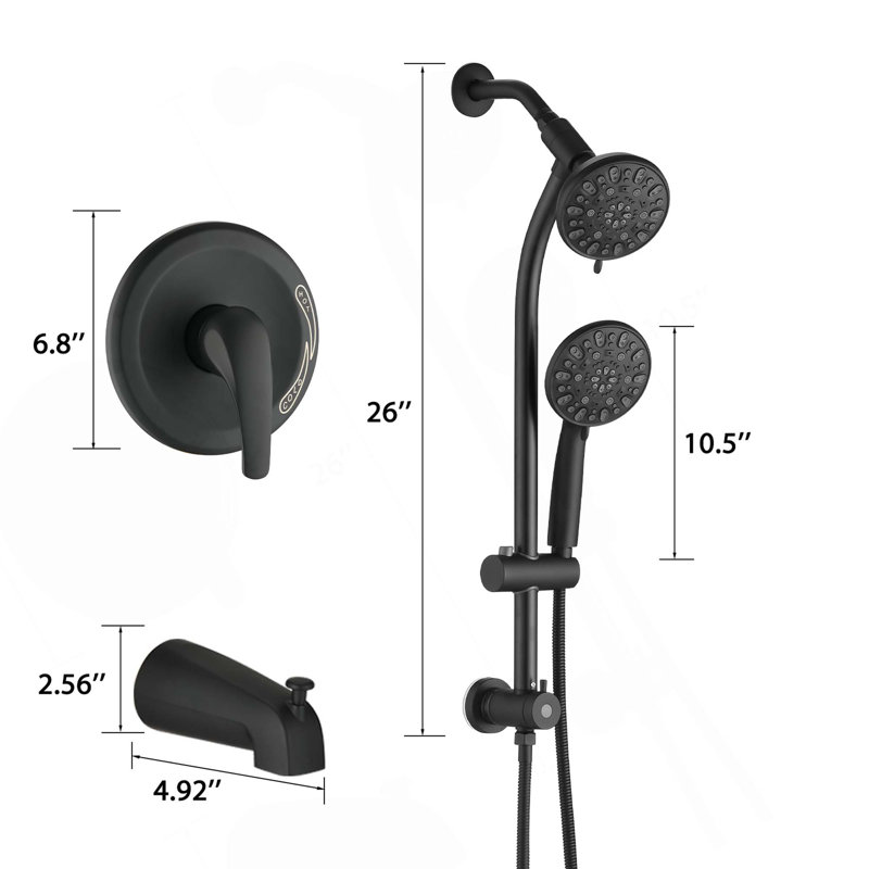 Système de douche à 7 jets sans outil 1,8 gallons par minute, Noir mat