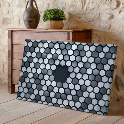 Canvas A Visually Striking Abstract Composition Featuring An Array Of Hexagonal Wall Art Shapes In Varying Sizes Arranged In A Canvas Wall Art